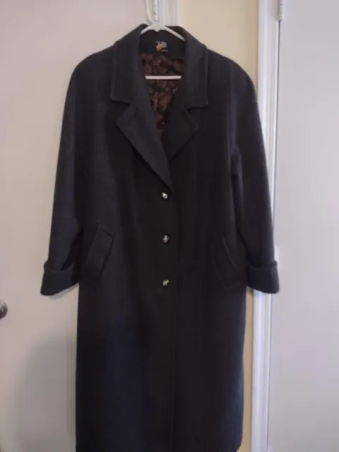 Single Breasted Dark Grey Long Wool Coat - Size XXL