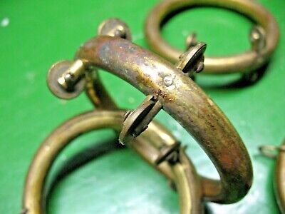 ANTIQUE  CURTAIN DRAPERY  BRASS  HOOK  RINGS LOT (4)  w/ ROLLER GUIDES 3