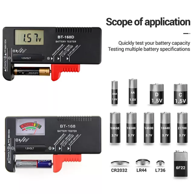 Batterietester BT-168 Akku Tester 9V 1.5V/AA/AAA/C/D Knopfzellen Universal Prüfe