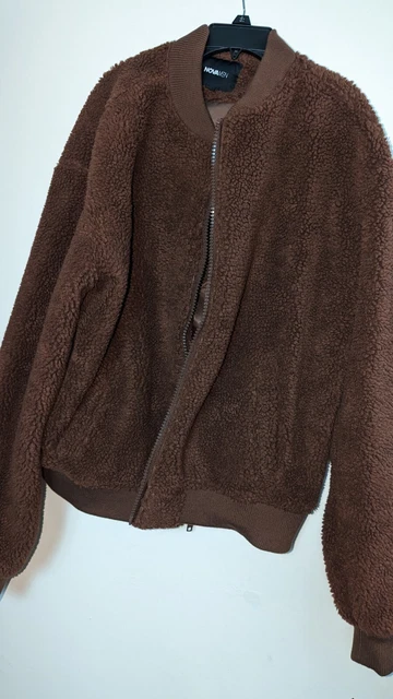 Men's Winter Lamb Fleece Jacket Baggy Casual Warm Fashion Long Sleeve Coat Brown