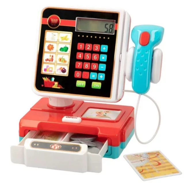 Kids Electronic Cash Register Toy Play Food Set Supermarket Till Pretend Play UK