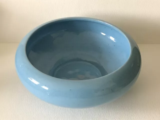 Vintage Frankoma Art Pottery 212 Robins Egg Blue Speckled Low Bowl Planter Vase