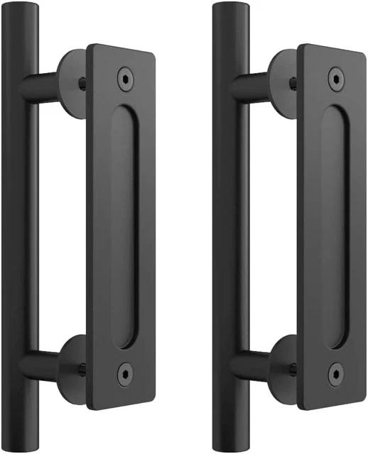2 Pcs Sliding Barn Door Pull Handle No Gap Flat Plate Design Heavy Duty Round