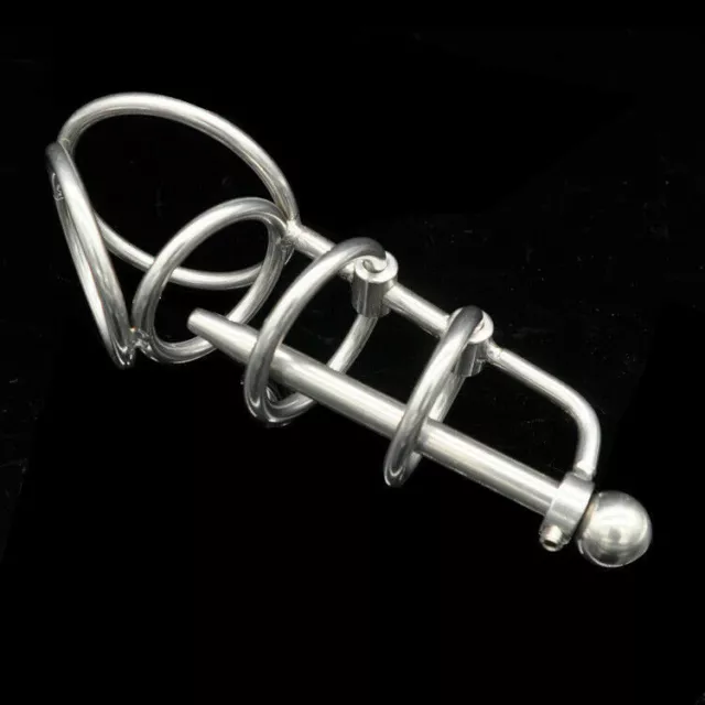 Male Metal Urethra Dilator Plug Cage Belt Chastity Device Stainless Steel