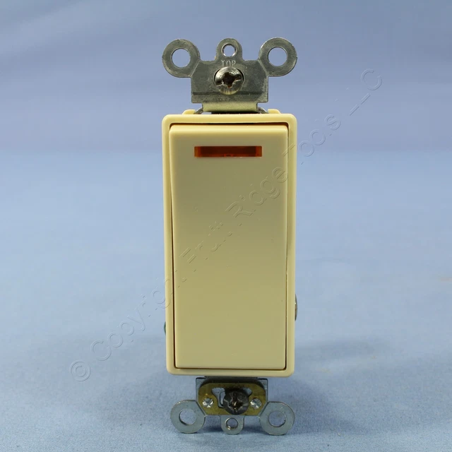 10 LEVITON IVORY Decora LIGHTED COMMERCIAL Rocker Light Switches 277V