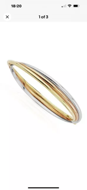 9ct THREE COLOUR GOLD RUSSIAN BANGLE.