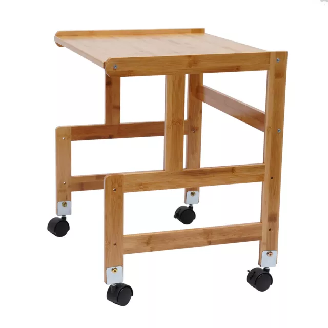 Portable Bamboo Printer Stand Wood Rolling Printer Cart With Storage Rack 3