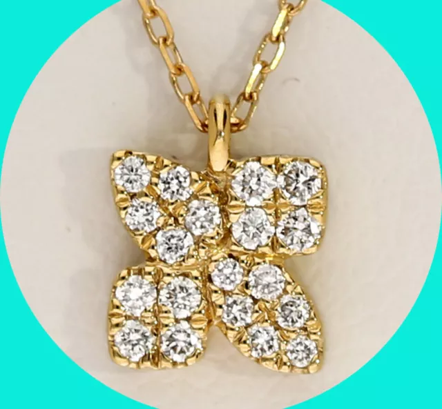 Bony Levy .07CT G VS Diamond Petite Flower Pendant Necklace 18K YG  Cable Chain