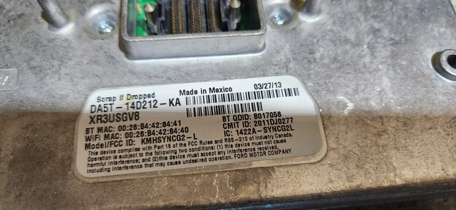 2013 FORD EDGE Voice Recognition Sync APIM Radio Control Module DT4T ...