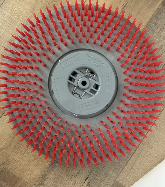 Nilfisk Center-Lok3,  15” Pad Driver, Short Red Trim Poly Bristle Floor Scrubber