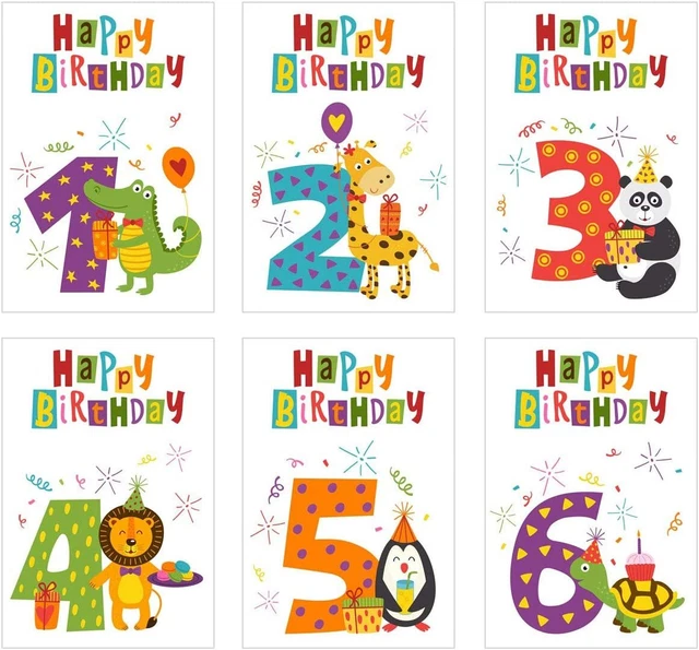 Edition Seidel 6 bellissimi biglietti di compleanno per bambini in set con b