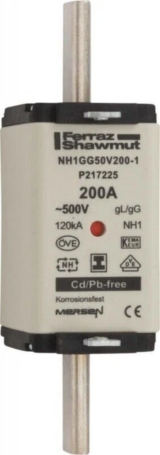 Lot de 3 cartouches fusibles Mersen NH SG NH1GG50V200-1 basse tension P217225