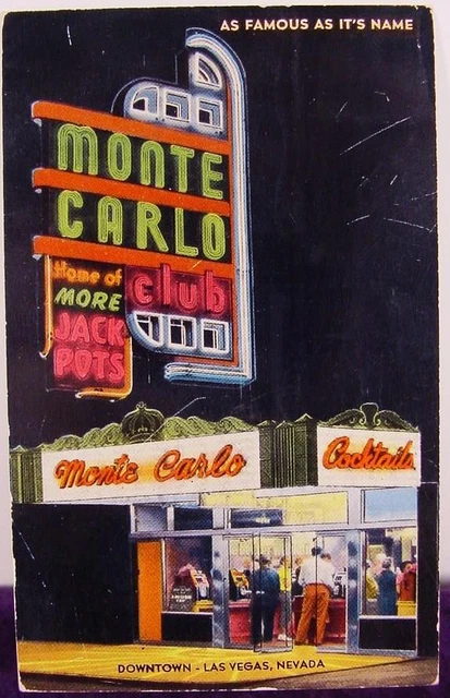 1952 Nite View Neon Signs Monte Carlo Club Downtown Las Vegas Nevada