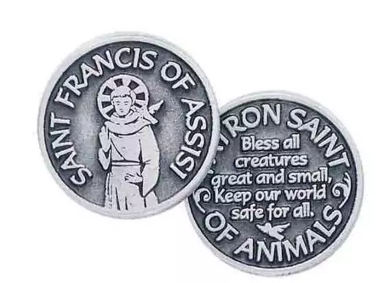 SAINT FRANCIS OF ASSISI, PATRON SAINT OF ANIMALS, Pocket Token, 31mm Diameter