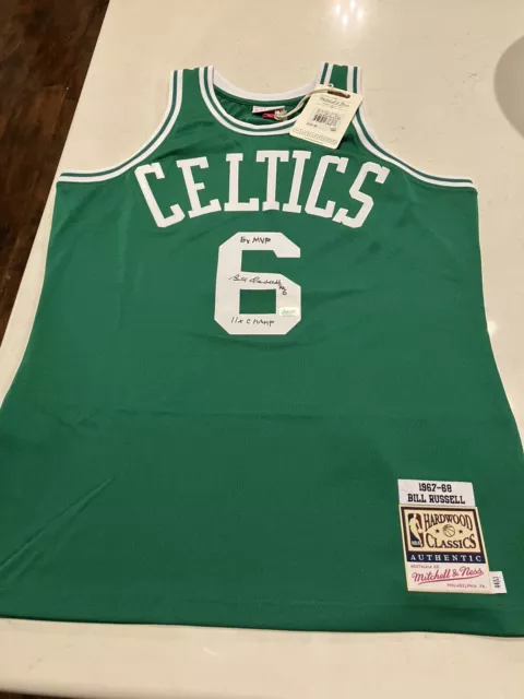 Bill Russell Twice Signed Authentic Mitchell & Ness Boston Celtics Jersey  PSA