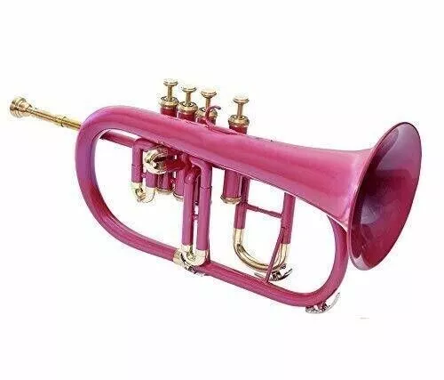 NEW  Bb FLAT 4 VALVE FLUGEL HORN PINK BRASS NEW WITH FREE HARD CASE+MOUTHPIECE