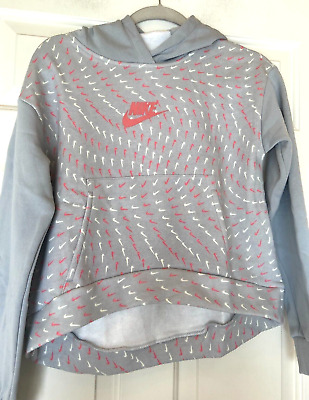 Nike Hoodie Sweatshirt Gray Swoosh Pattern Size Girls XL NWT Christmas