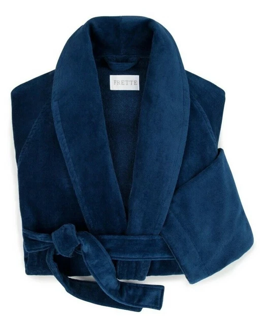 NUOVO FRETTE BLU Velour Spugna Accappatoio Sofisticato Regalo di