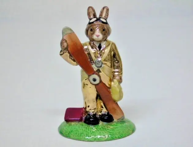 Royal Doulton Bunnykins Gold Colourway Pilot  - Wwii Ltd.ed.10 - Issued In 2015