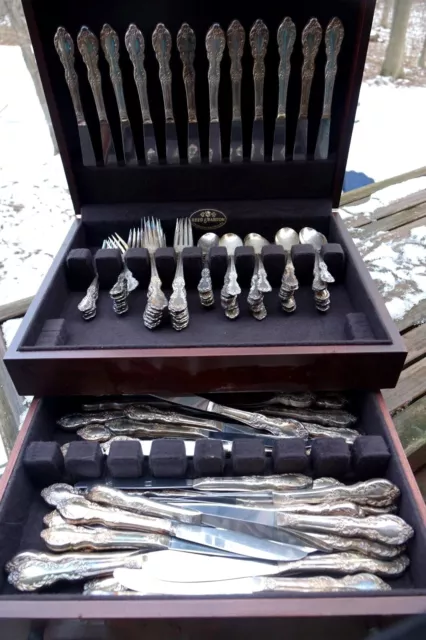 Lg Set 128 Pc Siver Plate Flatware Chest Rogers Grand Elegance Southern Manor 2