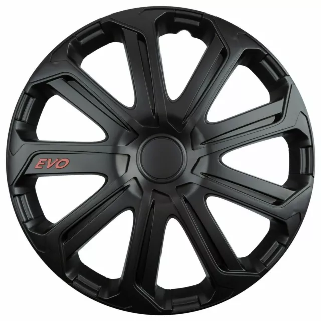 Fiat Punto Wheel Trims 15" Hub Caps EVO Plastic Covers Set of 4 Black