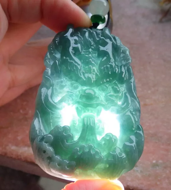 Certified Green Burma 100% Natural A Jade jadeite pendant Dragon 龙腾四海 851536