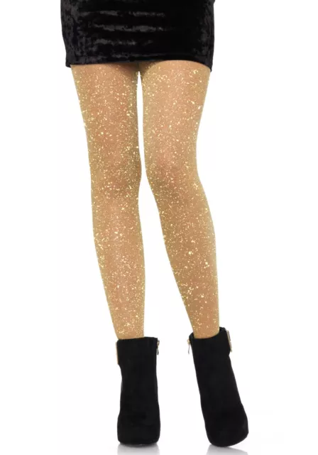 Durchsichtige Lurex schimmernde Strumpfhosen sexy funkelnd Weihnachten Party Gold Silber Rose 7130