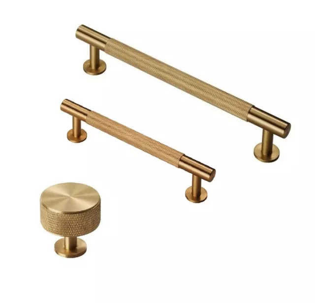 Carlisle Brass KNURLED Cupboard Pull Handles & Cabinet Knobs BRUSHED SATIN BRASS