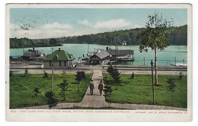 Postcard View of First Lake From Old Forge House, Fulton Chain, Adirondack Mts.
