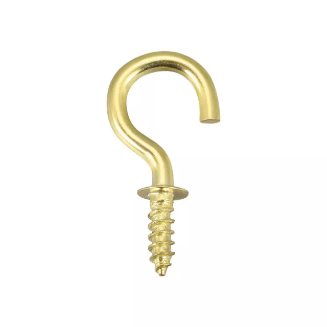 1.3" Screw Eye Hooks Self Tapping Screw-in Hanger with Plate Golden 100pcs