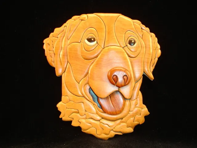 Hand crafted 3D Intarsia Wood Art CHESAPEAKE BAY RETRIEVER Dog Sign Wall Plaque