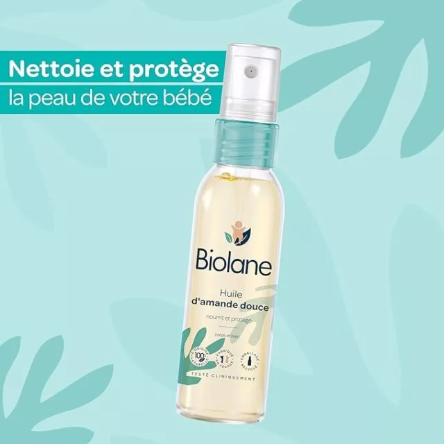 biolane huile d'amande Bébé - Hydrate et protège la peau - Vitamine E - Soin -