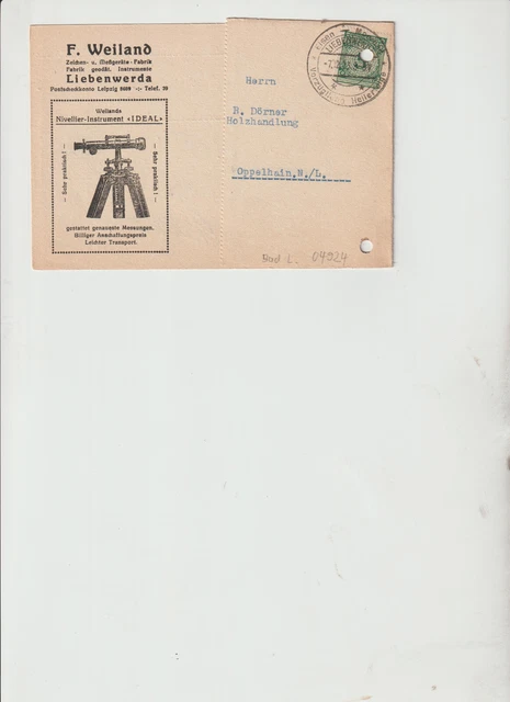Liebenwerda nach Oppelhain N./L., gelaufen 1923.
