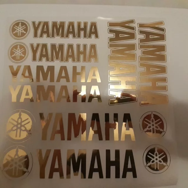 2 X YAMAHA • Motorrad Aufkleber • Sticker • Chrom Gold