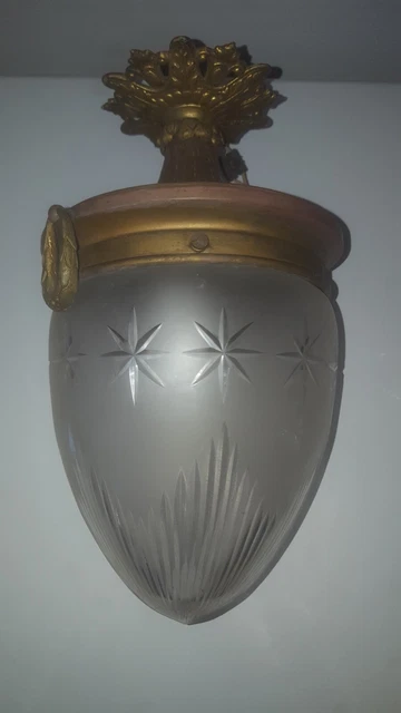 Plafonnier Lustre Luminaire Verre Ou Cristal Taille Laiton Bronze Style Empire