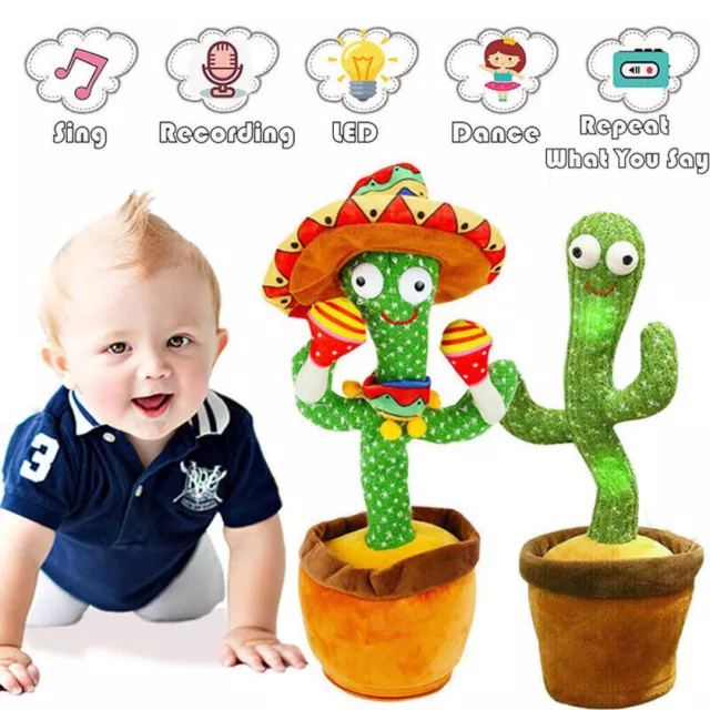 Dancing Cactus Plush Toy Can Singing And Recording To Learn Talking Kids Gift UK