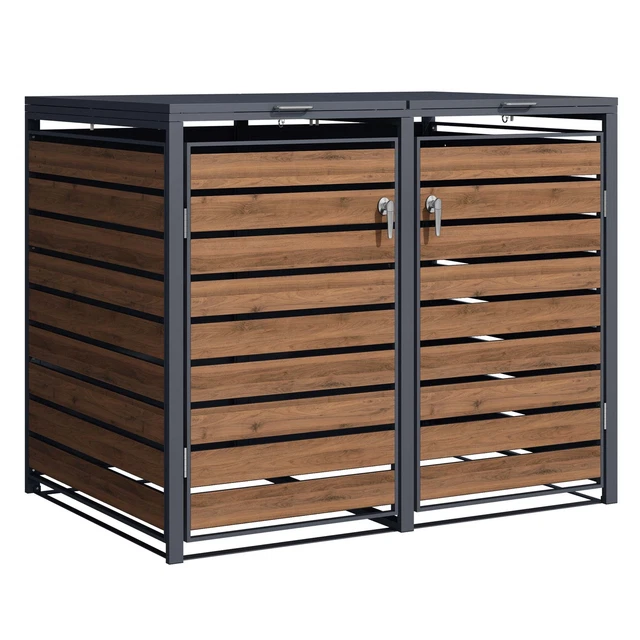 Mucola Mülltonnenbox Einzelbox – 73x85x127 Cm, Vorimprägniertes Holz, Gasdruckfedern, Geschlossene Rückwand, Für 240l Tonne