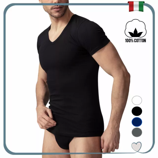 Maglia intima da uomo scollo a v collo in cotone 100% maglietta intimo t-shirt