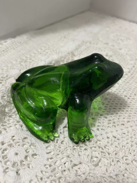 FROG Vintage Mosser Emerald Green Art Glass Figurine 4”