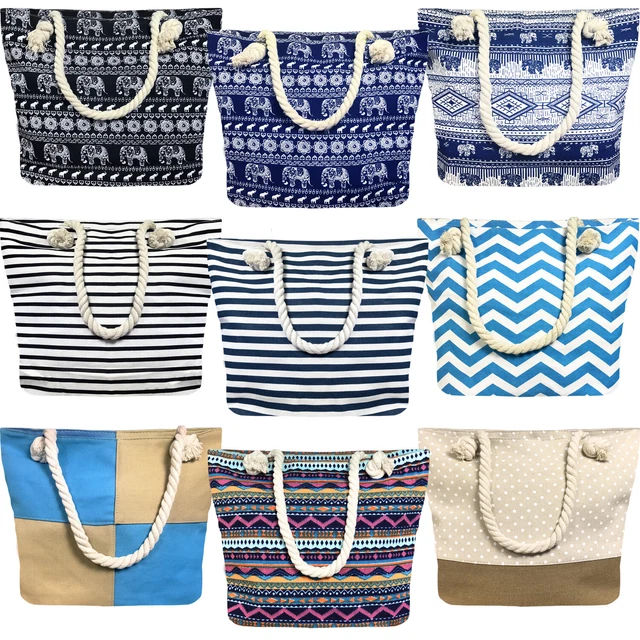 Summer Beach Tote Bag Holiday Print Pattern Shoulder Canvas