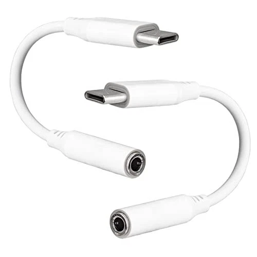 2 Pack USB C to 3.5mm Headphone Jack Adapter AUX Audio Dongle Cable Cord
