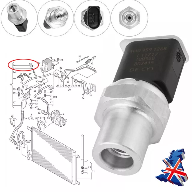 Air Conditioning Pressure Switch Sensor 4H0959126B fit VW Golf Audi A3 A4 A5 A6