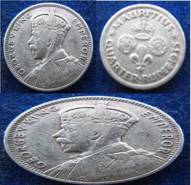 Mauritius - 1936 - 1/4 Rupee - Silver - Km# 15