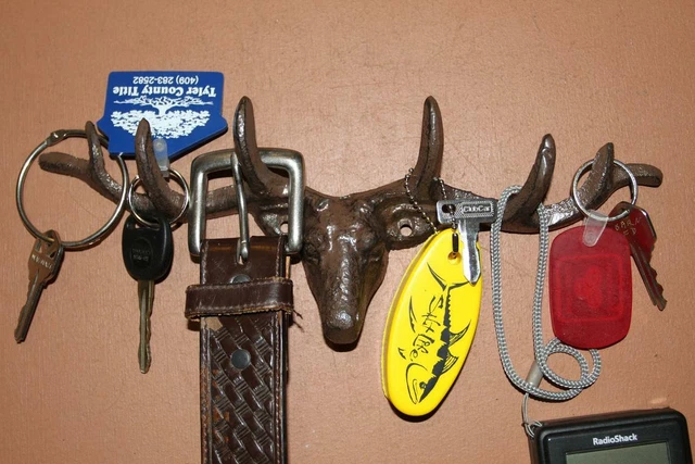 Gift for Her Antler Design Key Hooks Rack, Cast Iron - 1 of W-73