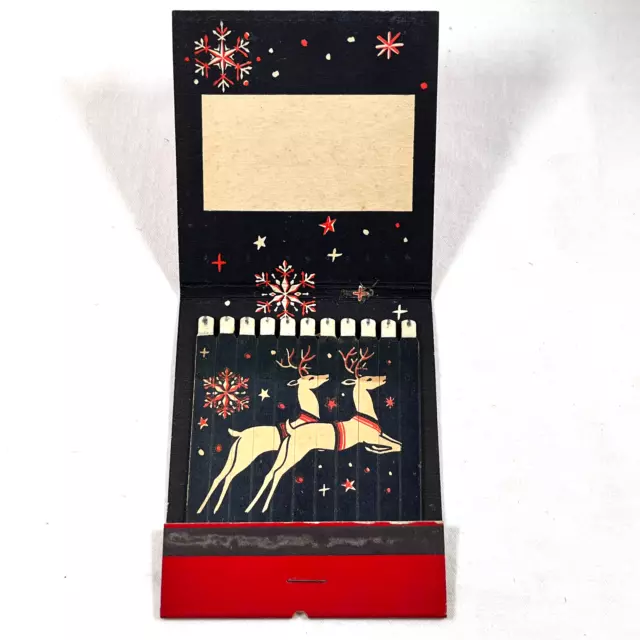 Season's Greetings large giant feature matchbook UNBRANDED MCM reindeer FULL A