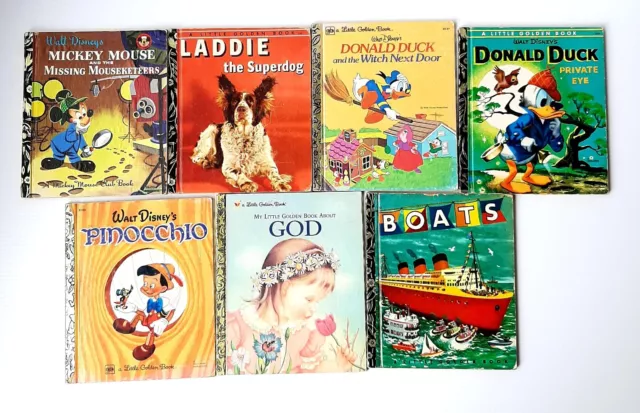 Bundle x7 Vintage 1970s Little Golden Books Hardcover Books Donald Duck Laddie