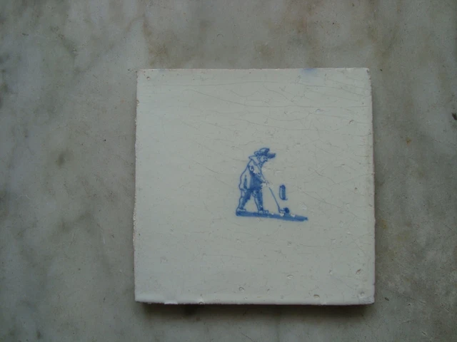 17th century delft handpainted dutch  tile,around 1660 , golf, sport , kolf