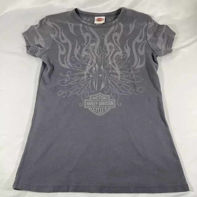 Harley Davidson T-Shirt Womens Large Graphic Short Sleeve Top Flames Nashville