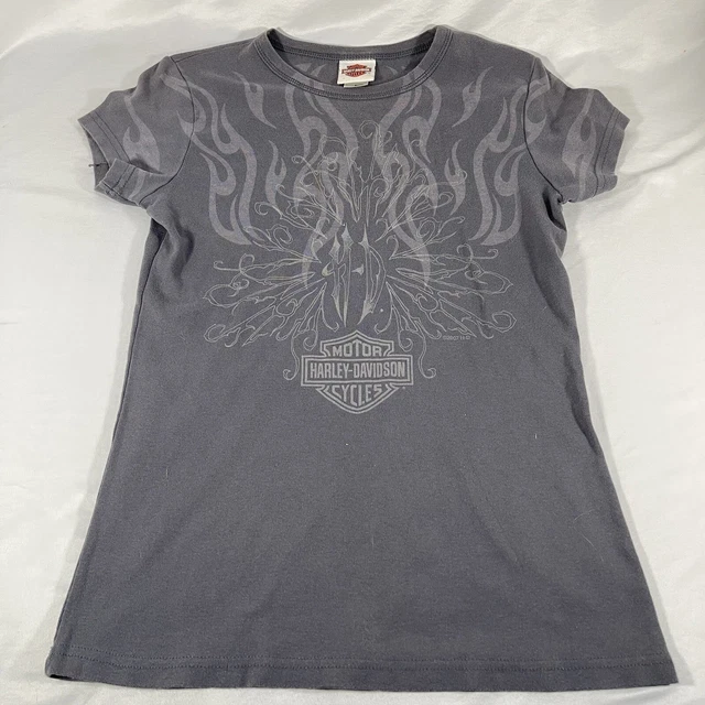Harley Davidson T-Shirt Womens Large Graphic Short Sleeve Top Flames Nashville