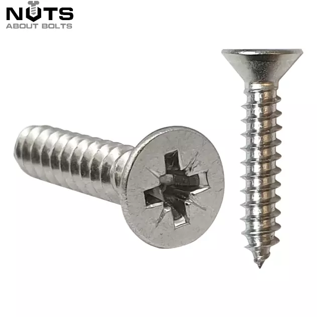 POZI COUNTERSUNK SELF TAPPING SCREWS A2 STAINLESS STEEL TAPPERS No. 4,6,8,10,12 2